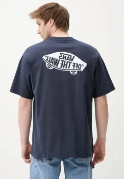Vans tricou din bumbac barbati, culoarea bleumarin, cu imprimeu, VN000P50JDU1 imagine