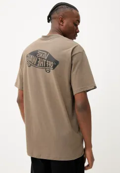 Vans tricou din bumbac barbati, culoarea maro, cu imprimeu, VN000P509JC1 imagine