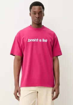 Vans tricou din bumbac barbati, culoarea roz, cu imprimeu, VN000P4YC9L1 imagine