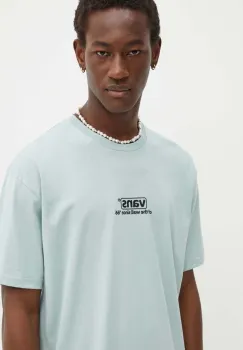 Vans tricou din bumbac barbati, culoarea turcoaz, cu imprimeu, VN000HFFM8I1 imagine