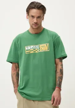 Vans tricou din bumbac barbati, culoarea verde, cu imprimeu, VN000NHMBR11 imagine