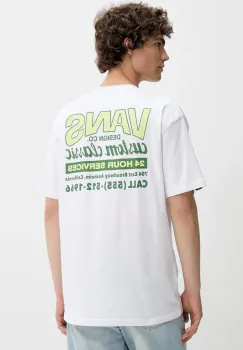 Vans tricou din bumbac culoarea alb, cu imprimeu, VN000M60WHT1 imagine