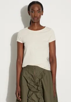 Vans tricou din bumbac Premium Classics LX Baby Tee femei, culoarea bej, VN000HM0DJR1 imagine