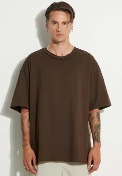 Vans tricou din bumbac Premium Classics LX barbati, culoarea maro, neted, VN000GBY3N11 imagine