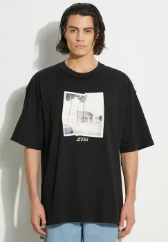 Vans tricou din bumbac Premium Classics LX Broadway barbati, culoarea negru, cu imprimeu, VN000HQ8BLK1 imagine