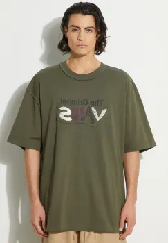 Vans tricou din bumbac Premium Classics LX Vans Clash barbati, culoarea verde, cu imprimeu, VN000HQ7KCZ1 imagine