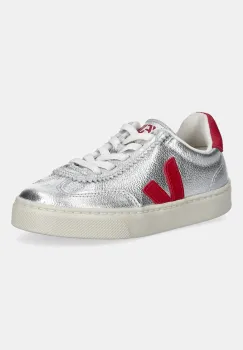 Veja tenisi din piele pentru copii Small Volley culoarea argintiu, SY2021183 imagine