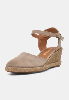 Verbenas espadrile cu wedges pentru femei, din piele intoarsa MALENA SERRAJE/TAN imagine