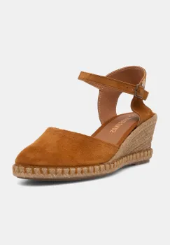 Verbenas espadrile wedges pentru femei, din piele intoarsa MALENA SERRAJE/TAN imagine
