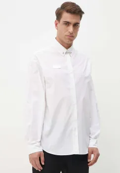 Versace Jeans Couture camasa din bumbac barbati, culoarea alb, cu guler clasic, relaxed, 77GALY10 CN002 imagine