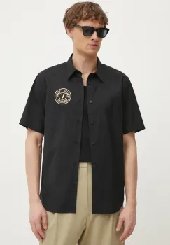 Versace Jeans Couture camasa din bumbac barbati, culoarea negru, cu guler clasic, regular, 78GALY11 CN002 imagine