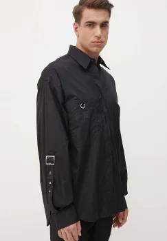 Versace Jeans Couture camasa din bumbac barbati, culoarea negru, cu guler clasic, relaxed, 77GAL218 N0132 imagine