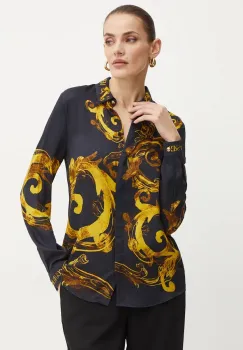 Versace Jeans Couture camasa femei, culoarea negru, cu guler clasic, regular, 76HAL2P1 NS459 imagine