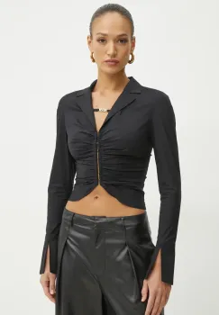 Versace Jeans Couture camasa femei, culoarea negru, cu guler clasic, slim, 78HAL203 N0431 imagine