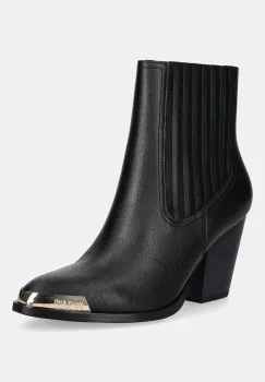 Versace Jeans Couture cizme de piele culoarea negru, cu toc drept, 79VA3S26 ZPB68 899 imagine