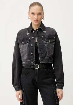 Versace Jeans Couture geaca jeans culoarea negru, de tranzitie, 79HAS403 CDWRC imagine