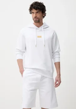 Versace Jeans Couture hanorac de bumbac barbati, culoarea alb, neted, 78GAIT08 CF01T imagine
