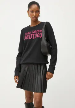 Versace Jeans Couture hanorac de bumbac femei, culoarea negru, cu imprimeu, 77HAIL04 CF00L imagine