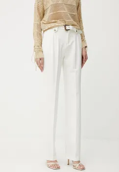 Versace Jeans Couture pantaloni culoarea bej, drept, high waist, 78HAA111 N0356 imagine