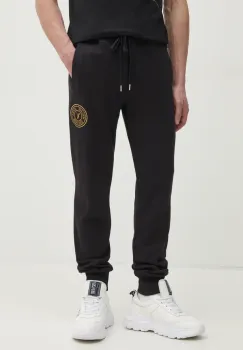 Versace Jeans Couture pantaloni de trening din bumbac barbati, culoarea negru, cu imprimeu, 78GAAT00 CF01T imagine