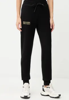 Versace Jeans Couture pantaloni de trening din bumbac culoarea negru, cu imprimeu, 79HAAT06 CF01T imagine