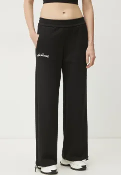 Versace Jeans Couture pantaloni de trening din bumbac femei, culoarea negru, cu imprimeu, 78HAAC08 CF00C imagine