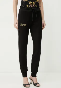 Versace Jeans Couture pantaloni de trening din bumbac femei, culoarea negru, neted, 78HAAT06 CF01T imagine