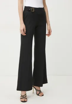 Versace Jeans Couture pantaloni femei, culoarea negru, drept, high waist, 78HAA104 N0356 imagine