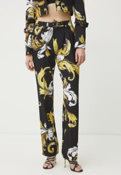 Versace Jeans Couture pantaloni femei, culoarea negru, drept, high waist, 78HAA111 NS636 imagine