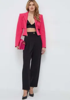 Versace Jeans Couture pantaloni femei, culoarea negru, lat, high waist imagine