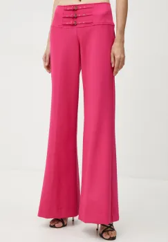Versace Jeans Couture pantaloni femei, culoarea roz, lat, high waist, 77HAA116 N0394 imagine