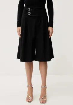 Versace Jeans Couture pantaloni scurti din lana culoarea negru, uni, high waist, 79HAD102 N0542 imagine