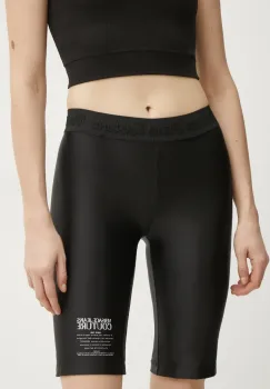 Versace Jeans Couture pantaloni scurti femei, culoarea negru, cu imprimeu, medium waist, 78HAC1A6 J0223 imagine