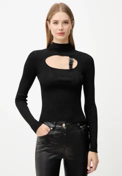 Versace Jeans Couture pulover culoarea negru, light, cu turtleneck, 79HAFM16 CMH23 imagine