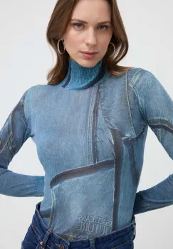 Versace Jeans Couture pulover de bumbac light, cu turtleneck imagine