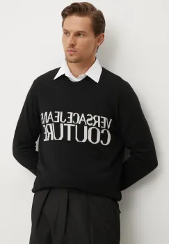 Versace Jeans Couture pulover de lana barbati, culoarea negru, 77GAFM01 CMH80 imagine