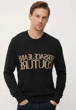 Versace Jeans Couture pulover de lana barbati, culoarea negru, 77GAFM01 CMH80 imagine