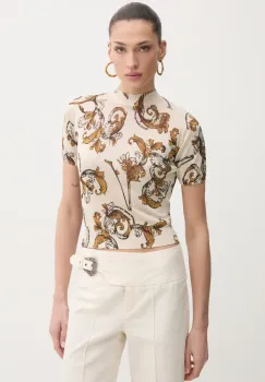 Versace Jeans Couture pulover femei, culoarea bej, light, cu turtleneck, 78HAFM07 CMN45 imagine