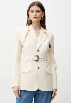 Versace Jeans Couture sacou culoarea bej, un singur rand de nasturi, uni, 78HAQ705 N0439 imagine
