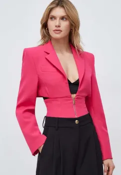 Versace Jeans Couture sacou culoarea roz, un singur rand de nasturi, neted imagine