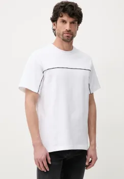 Versace Jeans Couture tricou din bumbac barbati, culoarea alb, cu imprimeu, 78GAH616 J0005 imagine