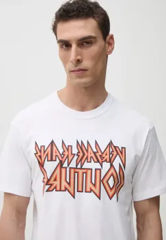 Versace Jeans Couture tricou din bumbac barbati, culoarea alb, cu imprimeu, 78GAHT03 CJ00T imagine