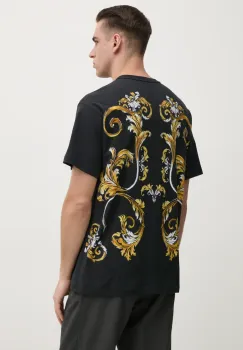 Versace Jeans Couture tricou din bumbac barbati, culoarea negru, cu imprimeu, 78GAH6RB JS462 imagine