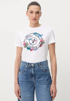 Versace Jeans Couture tricou din bumbac culoarea alb, 79HAHP01 CJ01P imagine