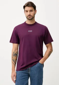 Versace Jeans Couture tricou din bumbac culoarea bordo, cu imprimeu, 79GAHT08 CJ00T imagine