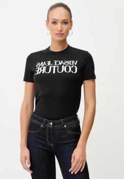Versace Jeans Couture tricou din bumbac culoarea negru, 79HAHE05 CJ00E imagine