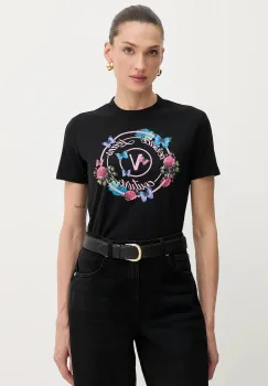 Versace Jeans Couture tricou din bumbac culoarea negru, 79HAHP01 CJ01P imagine