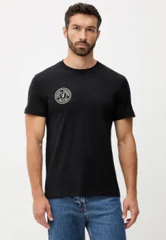 Versace Jeans Couture tricou din bumbac culoarea negru, cu imprimeu, 79GAHT00 CJ00T imagine