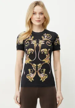 Versace Jeans Couture tricou din bumbac femei, culoarea negru, 78HAH6P8 JS472 imagine