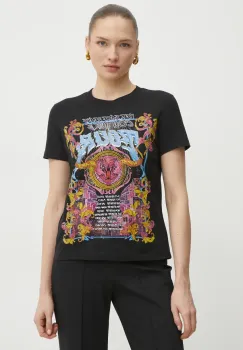 Versace Jeans Couture tricou din bumbac femei, culoarea negru, 78HAHC03 CJ01C imagine